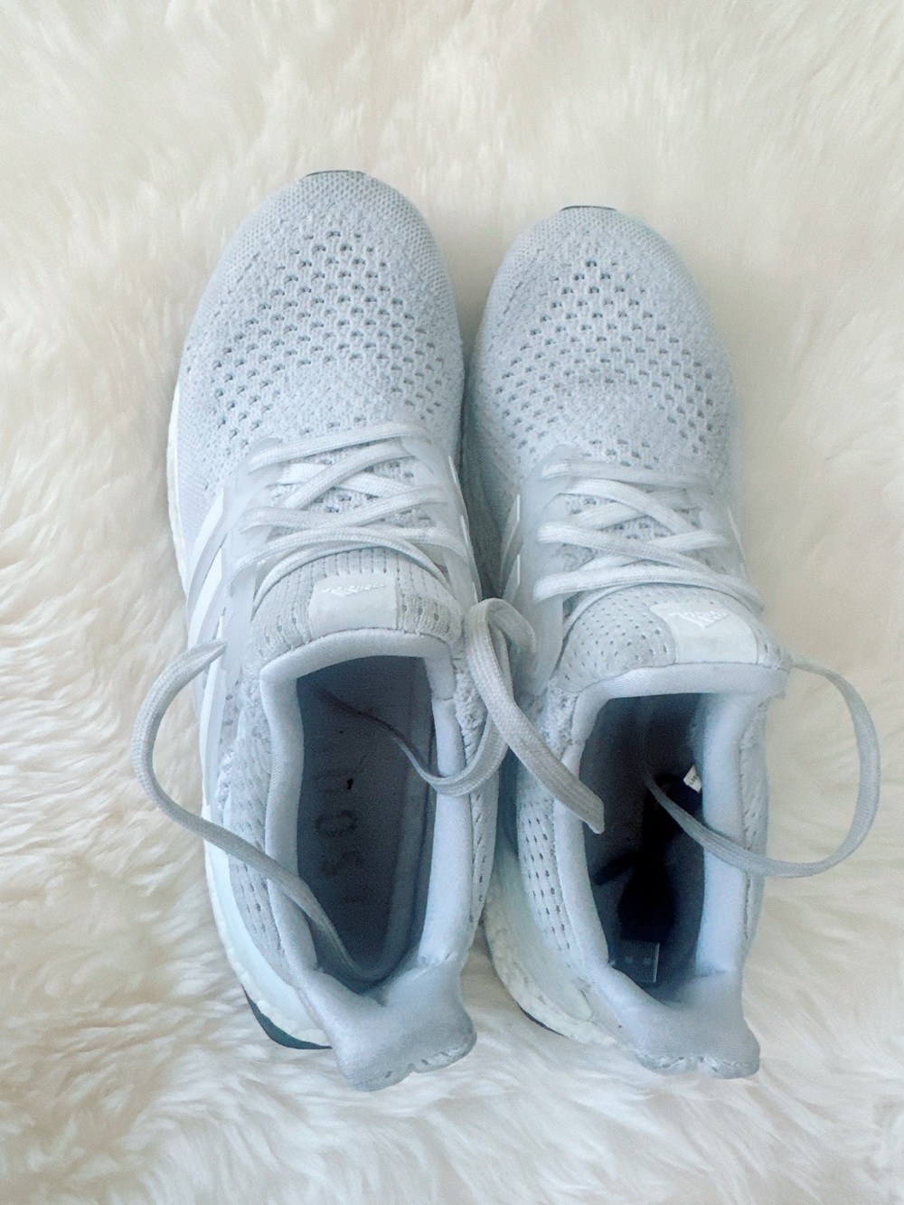 Adidas Ultra Boost Women's Light Gray Knit Lace-Up Running Sneakers